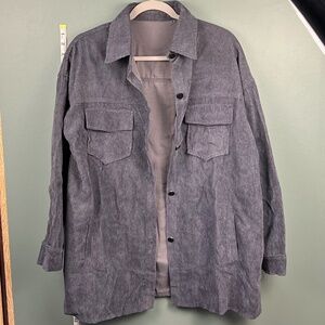 L Gray/Blue Button down long sleeve - SHEIN